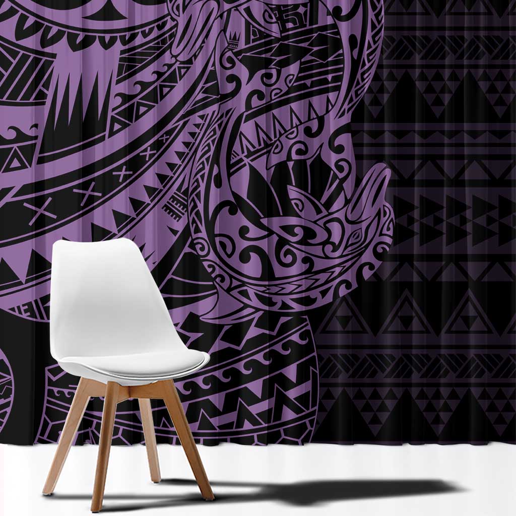 Purple Couple Dolphins Maori Polynesian Style Window Curtain LT9 - Polynesian Pride