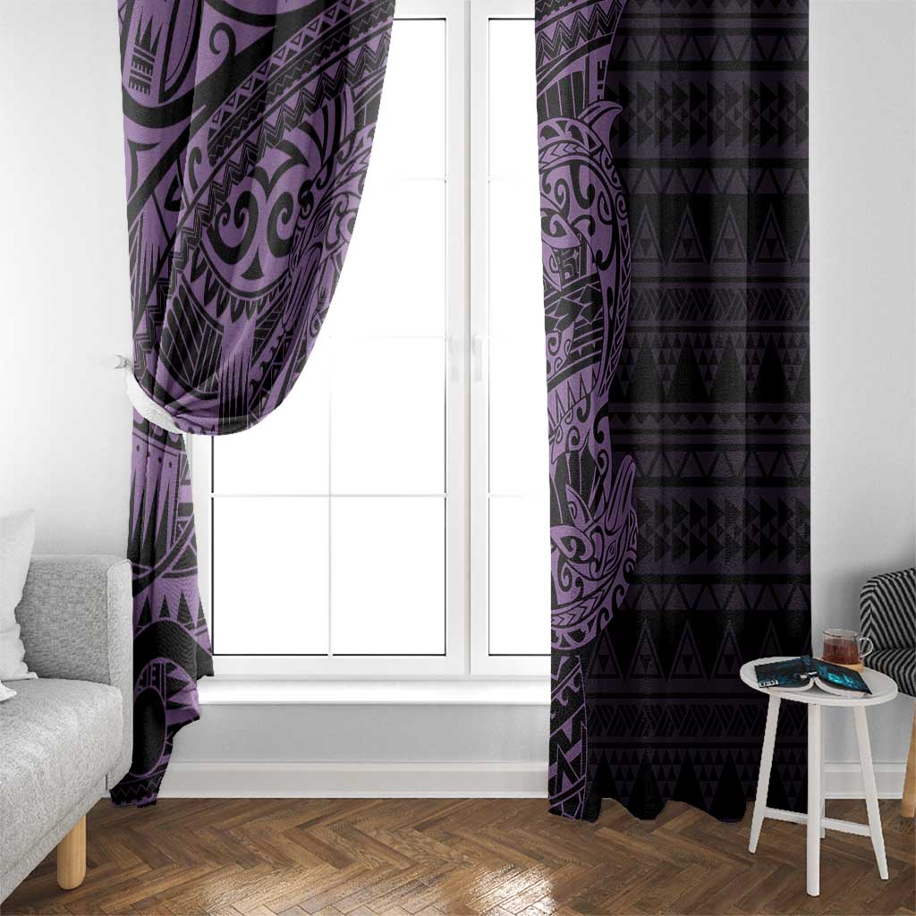 Purple Couple Dolphins Maori Polynesian Style Window Curtain LT9 - Polynesian Pride