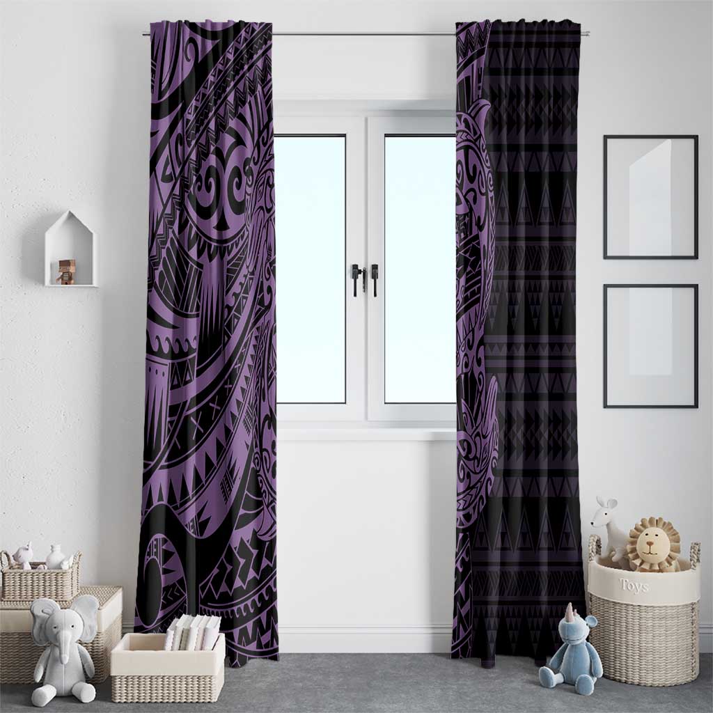 Purple Couple Dolphins Maori Polynesian Style Window Curtain LT9 - Polynesian Pride