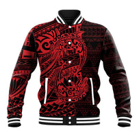 Red Couple Dolphins Maori Polynesian Style Baseball Jacket LT9 Unisex Red - Polynesian Pride