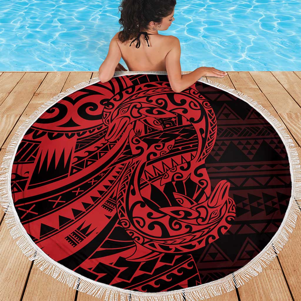 Red Couple Dolphins Maori Polynesian Style Beach Blanket LT9 - Polynesian Pride