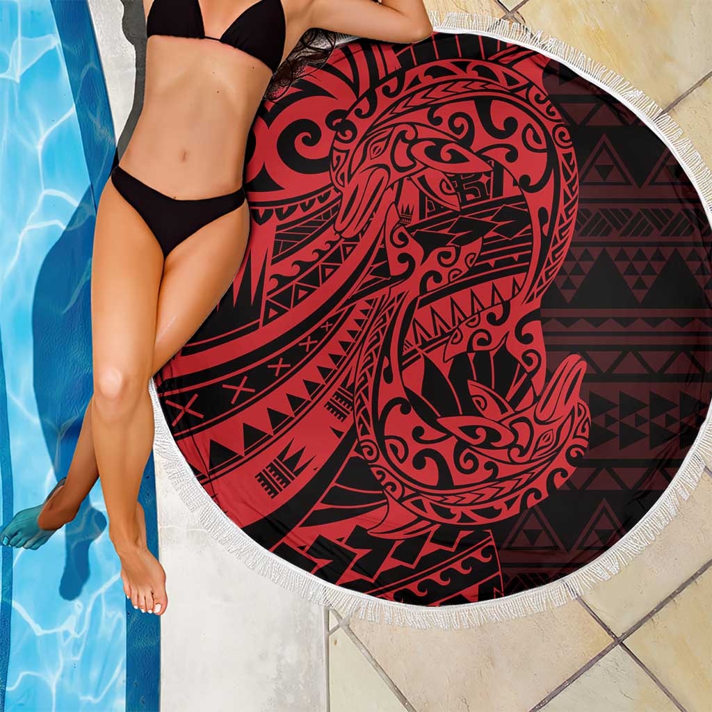 Red Couple Dolphins Maori Polynesian Style Beach Blanket LT9 - Polynesian Pride