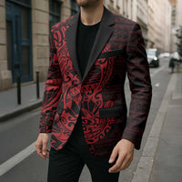 Red Couple Dolphins Maori Polynesian Style Blazer - Polynesian Pride