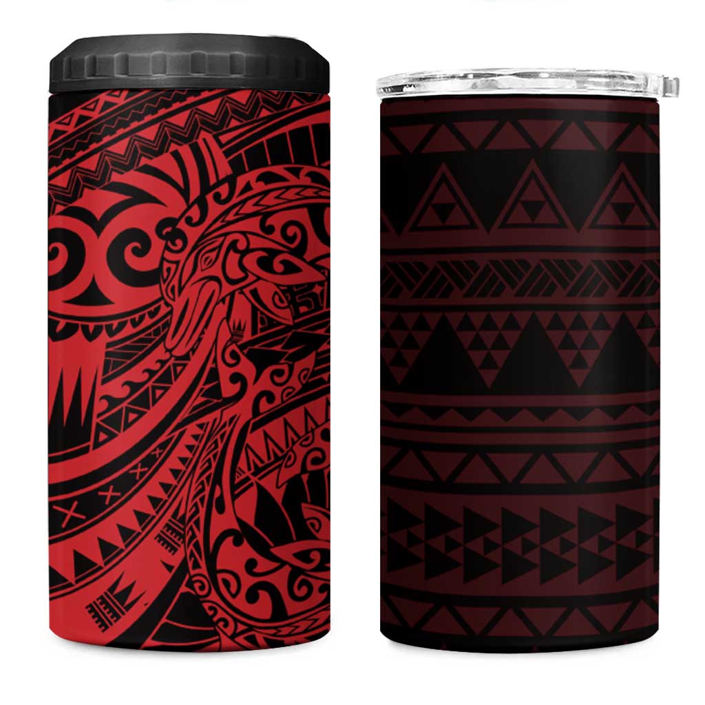 Red Couple Dolphins Maori Polynesian Style 4 in 1 Can Cooler Tumbler LT9 One Size: 16 oz Red - Polynesian Pride