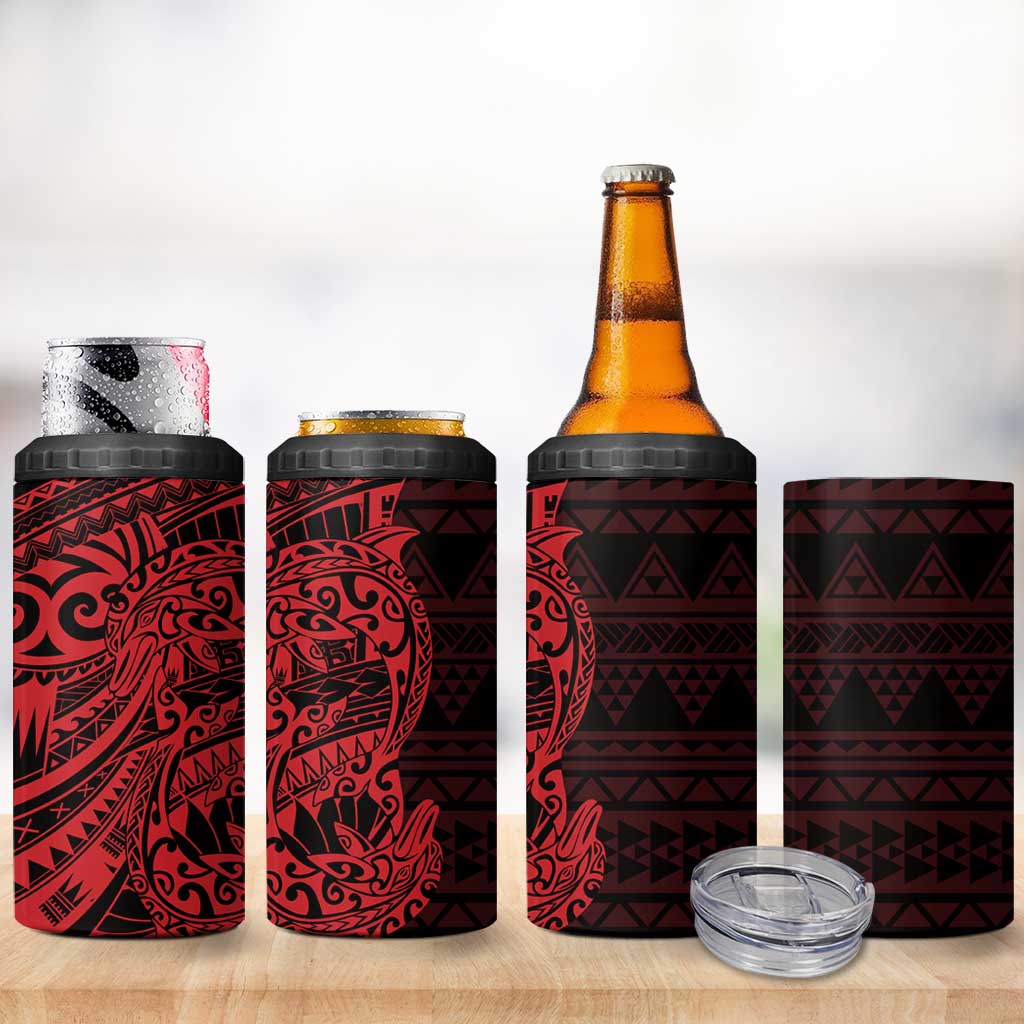 Red Couple Dolphins Maori Polynesian Style 4 in 1 Can Cooler Tumbler LT9 - Polynesian Pride