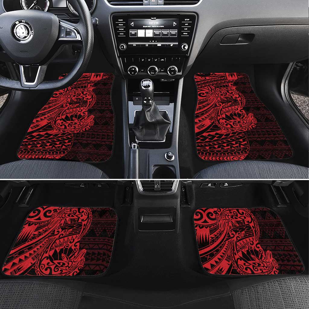 Red Couple Dolphins Maori Polynesian Style Car Mats LT9 Set 4pcs Red - Polynesian Pride
