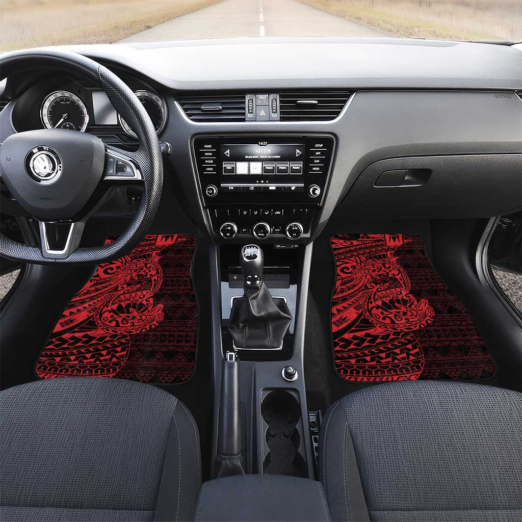 Red Couple Dolphins Maori Polynesian Style Car Mats LT9 Set 2pcs - Front Red - Polynesian Pride