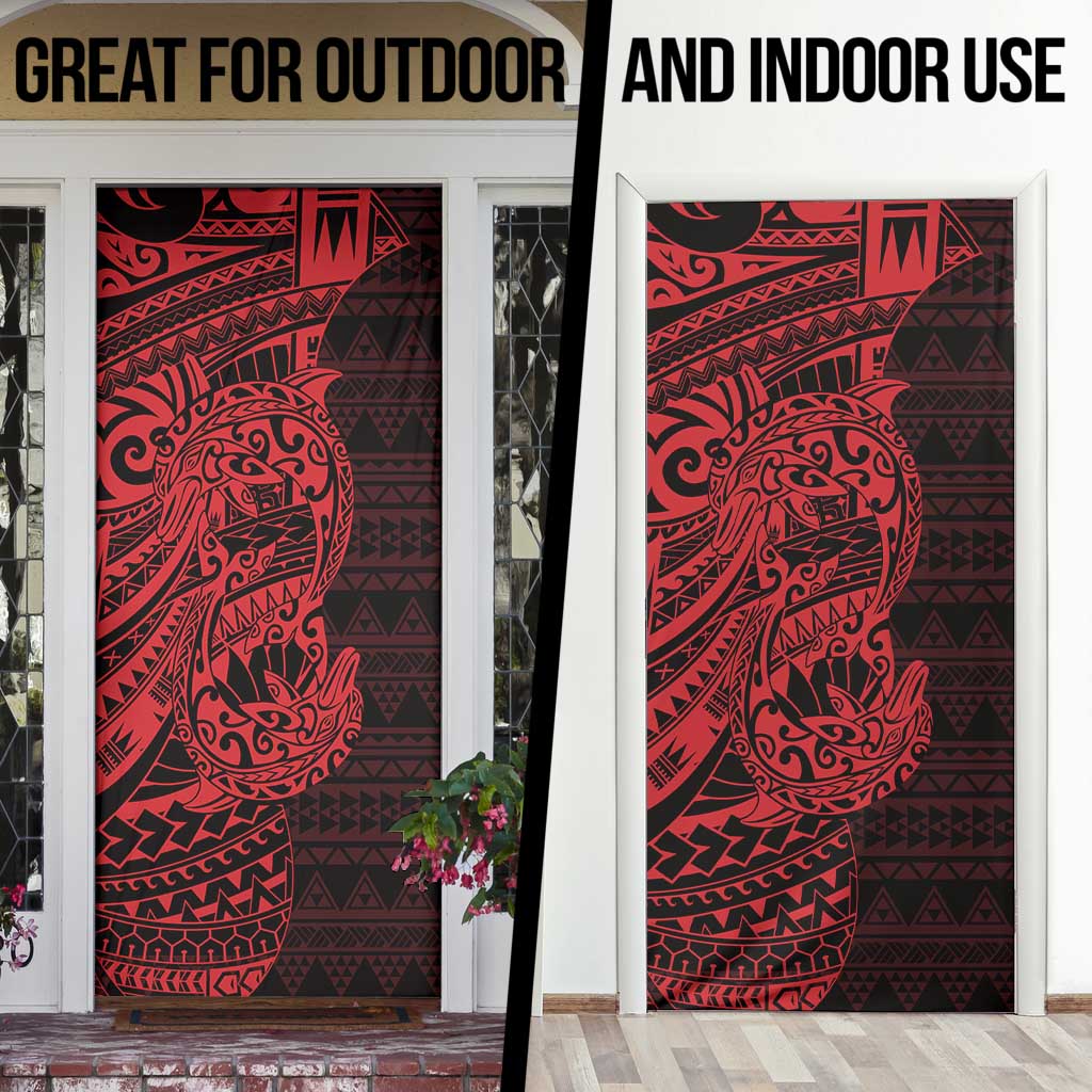 Red Couple Dolphins Maori Polynesian Style Door Cover - Polynesian Pride