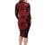 Red Couple Dolphins Maori Polynesian Style Family Matching Long Sleeve Bodycon Dress and Hawaiian Shirt