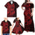 Red Couple Dolphins Maori Polynesian Style Family Matching Off Shoulder Maxi Dress and Hawaiian Shirt