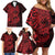 Red Couple Dolphins Maori Polynesian Style Family Matching Off Shoulder Short Dress and Hawaiian Shirt