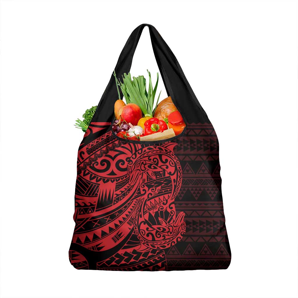 Red Couple Dolphins Maori Polynesian Style Grocery Bag LT9 1-pack One Size Red - Polynesian Pride