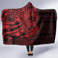 Red Couple Dolphins Maori Polynesian Style Hooded Blanket LT9 One Size Red - Polynesian Pride