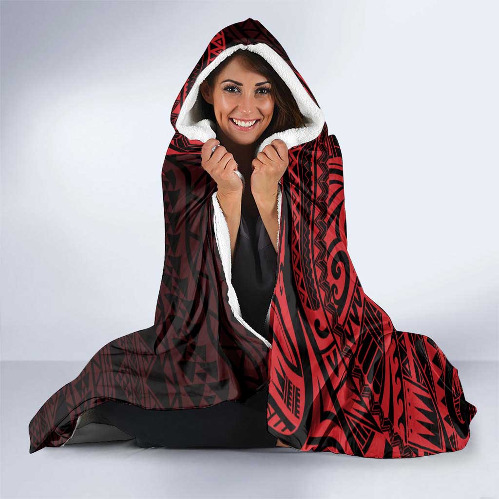 Red Couple Dolphins Maori Polynesian Style Hooded Blanket LT9 - Polynesian Pride