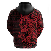 Red Couple Dolphins Maori Polynesian Style Hoodie