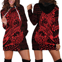 Red Couple Dolphins Maori Polynesian Style Hoodie Dress