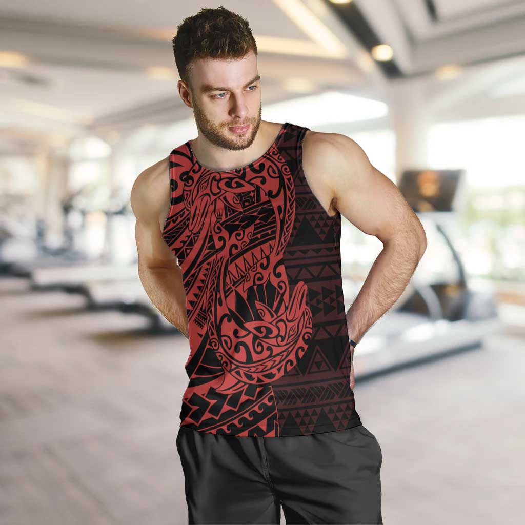 Red Couple Dolphins Maori Polynesian Style Men Tank Top LT9 Red - Polynesian Pride