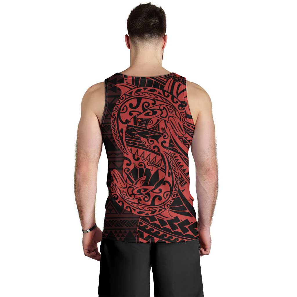 Red Couple Dolphins Maori Polynesian Style Men Tank Top LT9 - Polynesian Pride