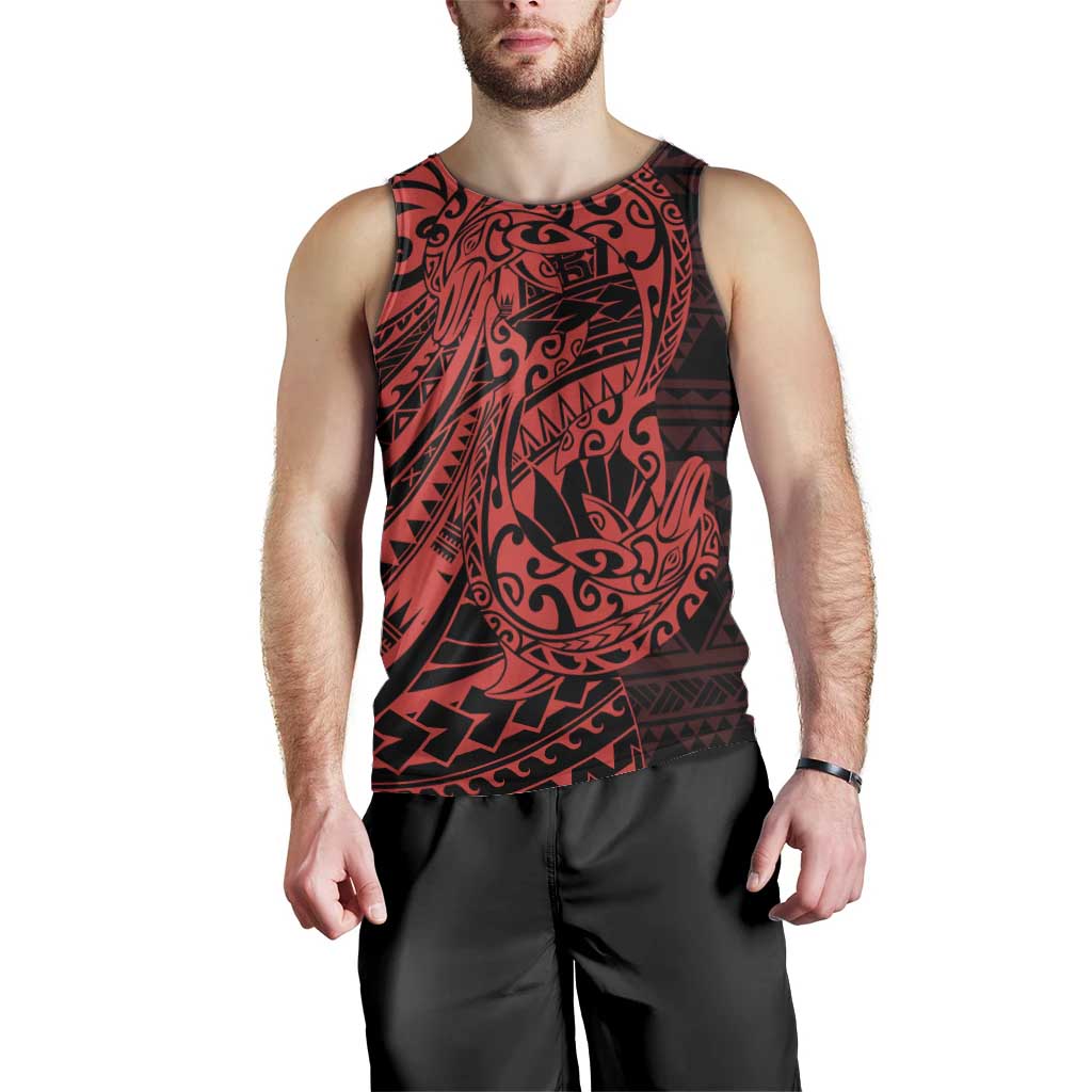 Red Couple Dolphins Maori Polynesian Style Men Tank Top LT9 - Polynesian Pride