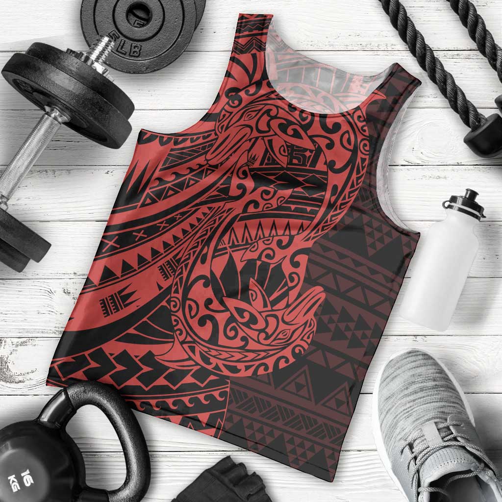 Red Couple Dolphins Maori Polynesian Style Men Tank Top LT9 - Polynesian Pride