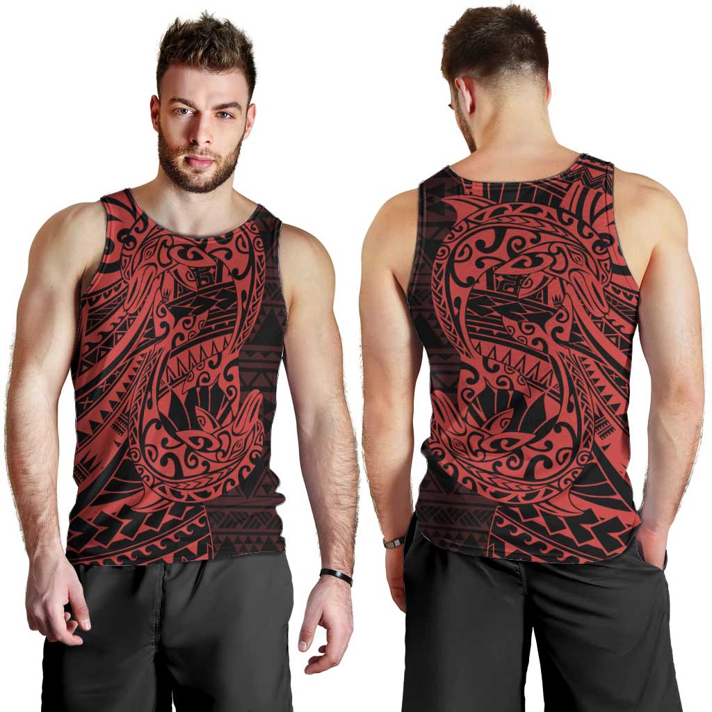 Red Couple Dolphins Maori Polynesian Style Men Tank Top LT9 - Polynesian Pride