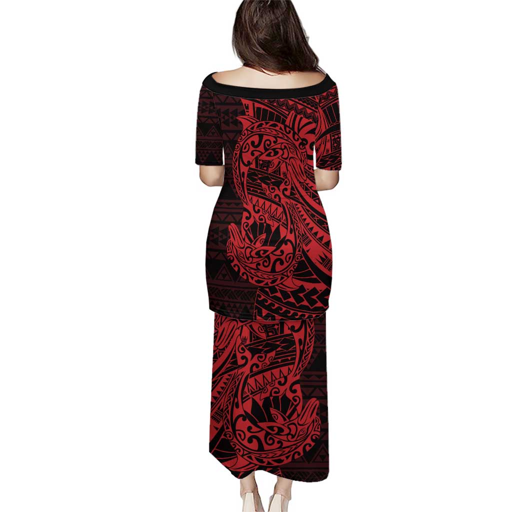 Red Couple Dolphins Maori Polynesian Style Puletasi LT9 - Polynesian Pride