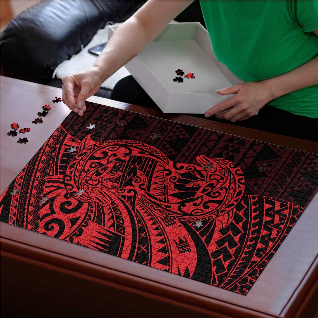 Red Couple Dolphins Maori Polynesian Style Puzzle - Polynesian Pride