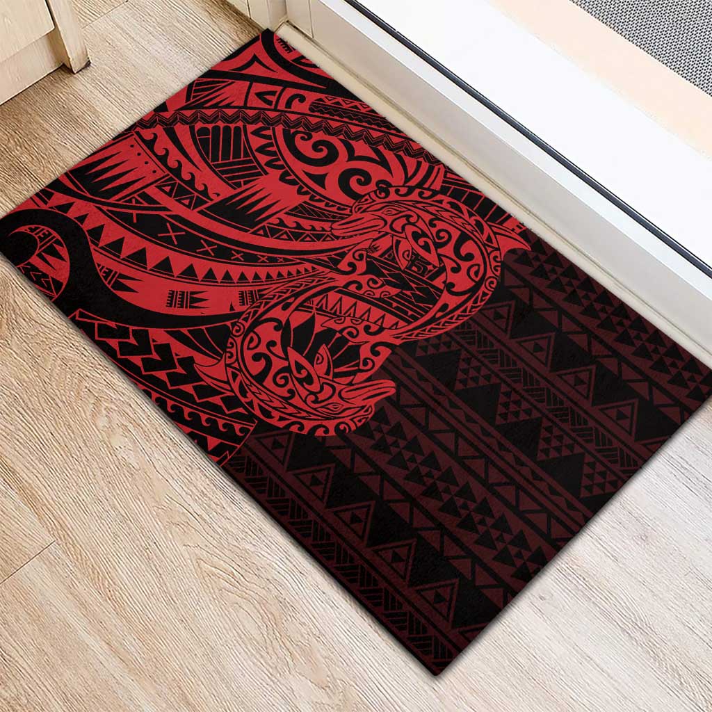 Red Couple Dolphins Maori Polynesian Style Rubber Doormat LT9 - Polynesian Pride