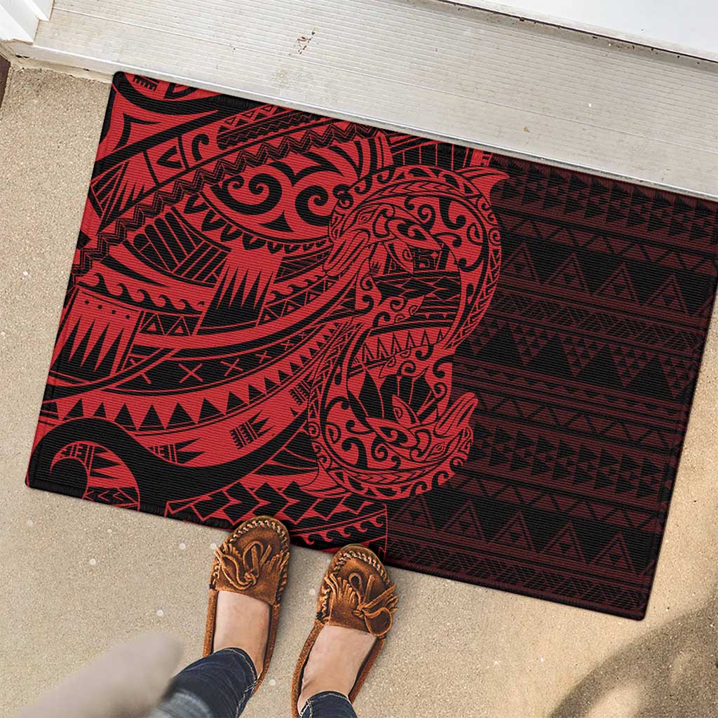 Red Couple Dolphins Maori Polynesian Style Rubber Doormat LT9 - Polynesian Pride