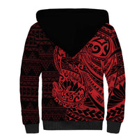 Red Couple Dolphins Maori Polynesian Style Sherpa Hoodie LT9 - Polynesian Pride
