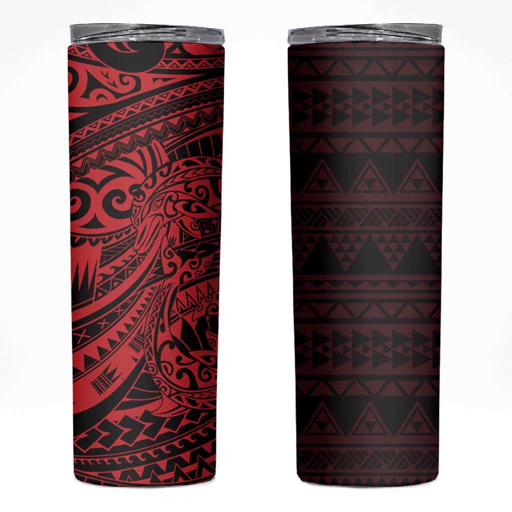 Red Couple Dolphins Maori Polynesian Style Skinny Tumbler