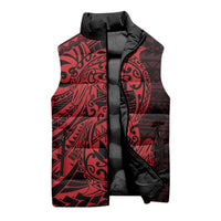Red Couple Dolphins Maori Polynesian Style Sleeveless Puffer Jacket - Polynesian Pride