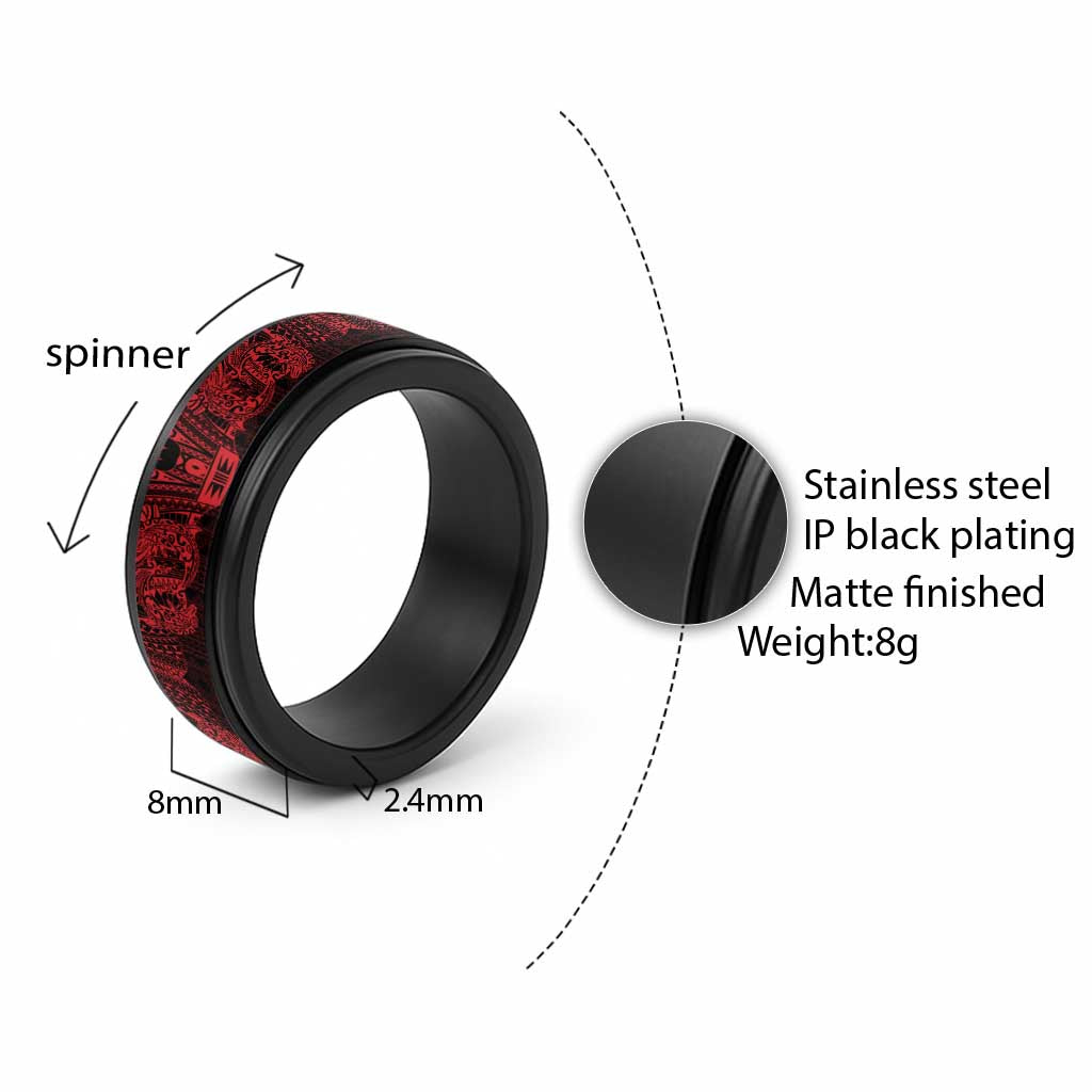 Red Couple Dolphins Maori Polynesian Style Spinner Ring - Polynesian Pride