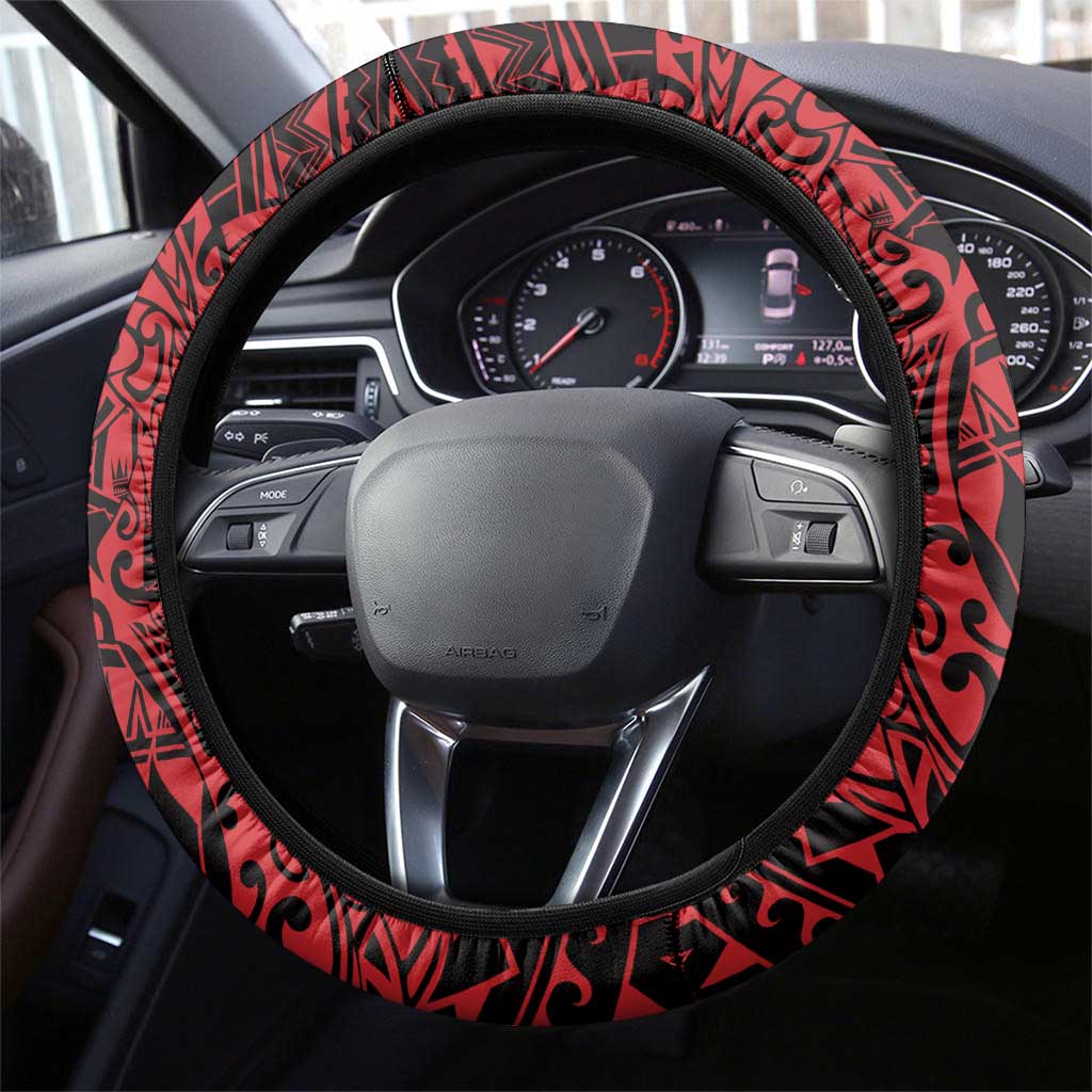 Red Couple Dolphins Maori Polynesian Style Steering Wheel Cover LT9 - Polynesian Pride