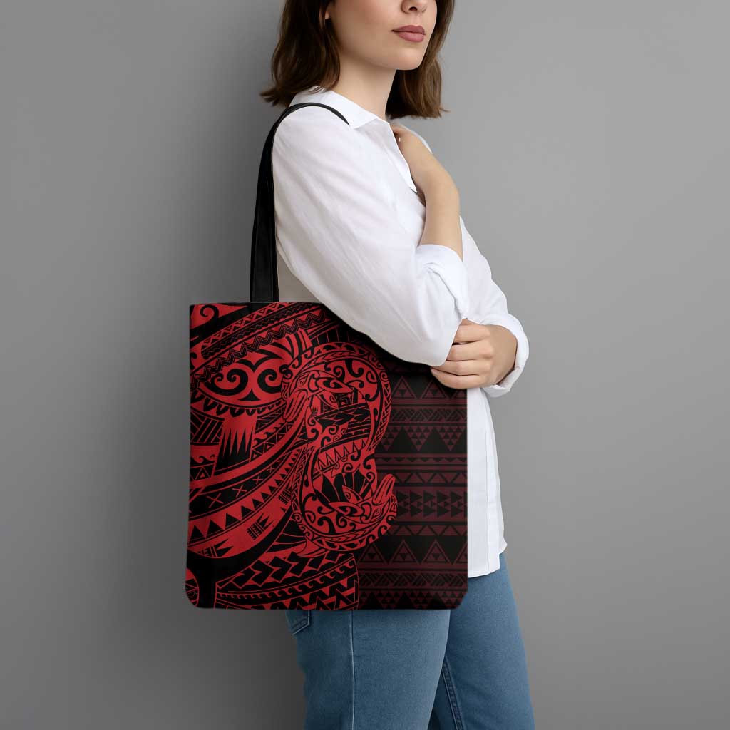 Red Couple Dolphins Maori Polynesian Style Tote Bag - Polynesian Pride