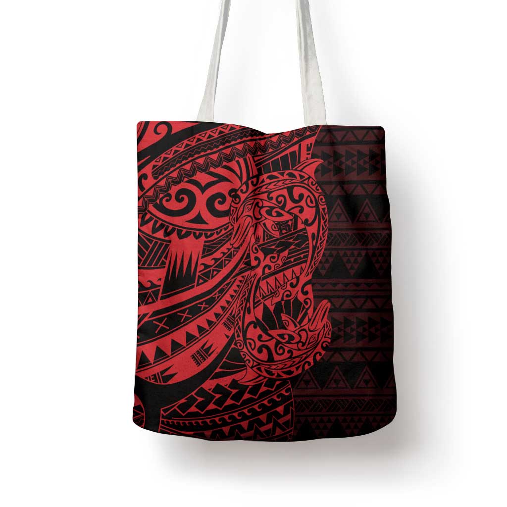Red Couple Dolphins Maori Polynesian Style Tote Bag - Polynesian Pride