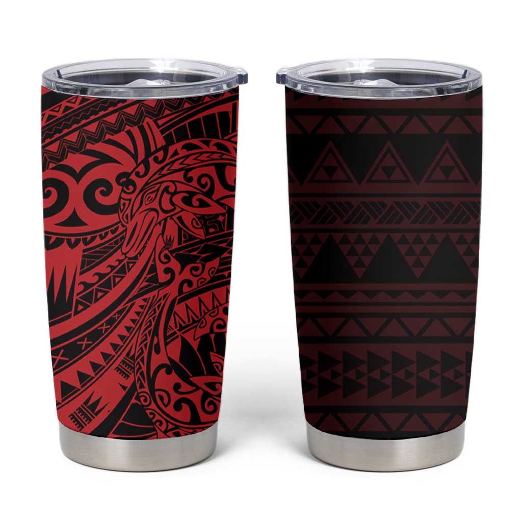 Red Couple Dolphins Maori Polynesian Style Tumbler Cup LT9 Red - Polynesian Pride