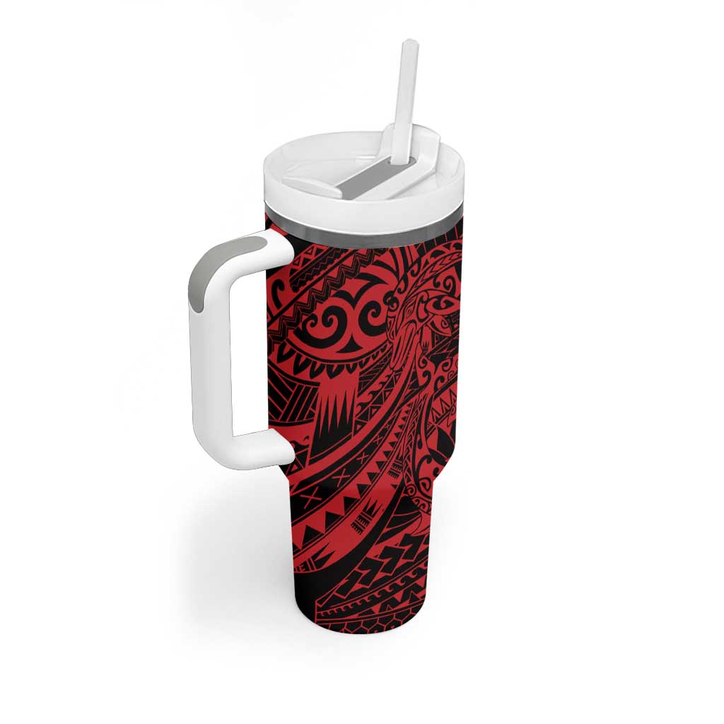 Red Couple Dolphins Maori Polynesian Style Tumbler With Handle LT9 - Polynesian Pride