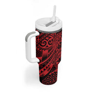 Red Couple Dolphins Maori Polynesian Style Tumbler With Handle LT9 - Polynesian Pride