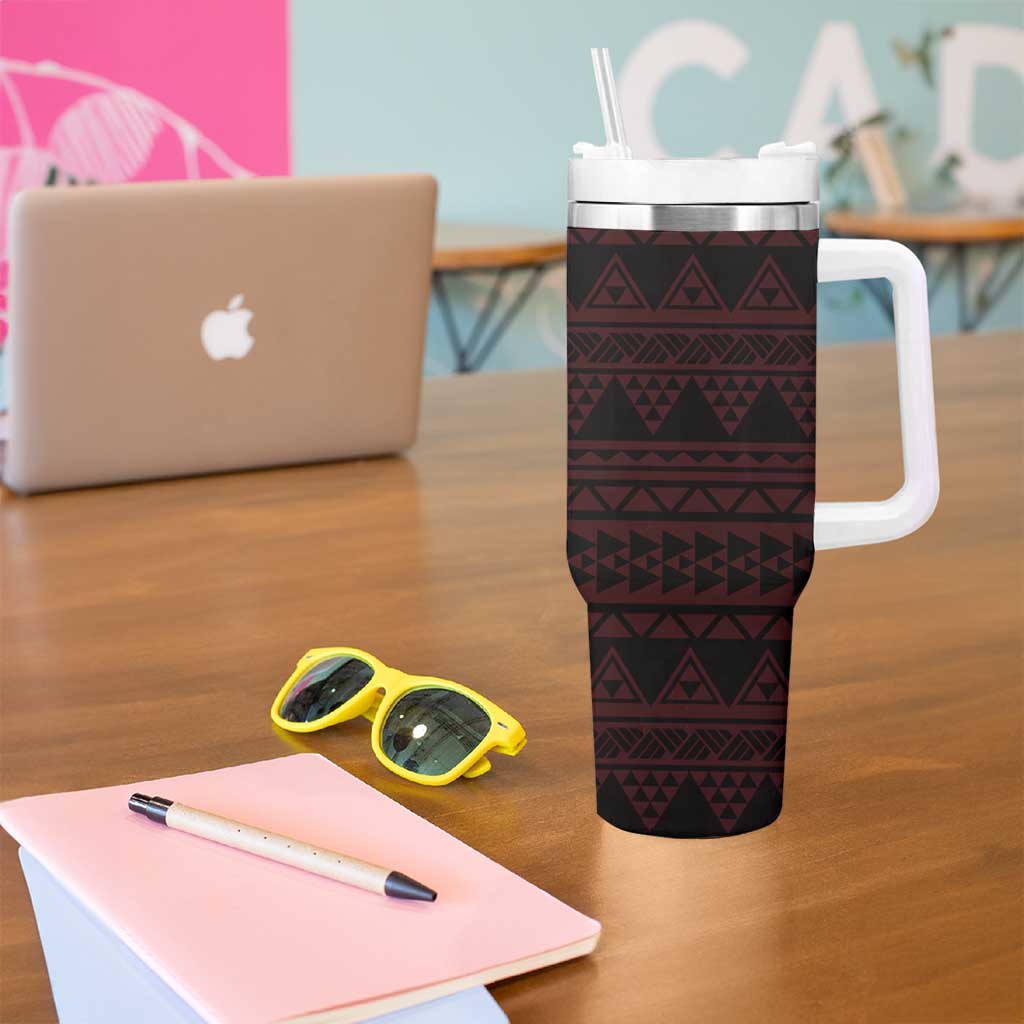 Red Couple Dolphins Maori Polynesian Style Tumbler With Handle LT9 - Polynesian Pride