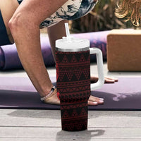Red Couple Dolphins Maori Polynesian Style Tumbler With Handle LT9 - Polynesian Pride