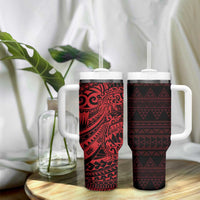 Red Couple Dolphins Maori Polynesian Style Tumbler With Handle LT9 - Polynesian Pride