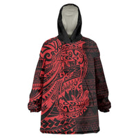 Red Couple Dolphins Maori Polynesian Style Wearable Blanket Hoodie LT9 One Size Red - Polynesian Pride