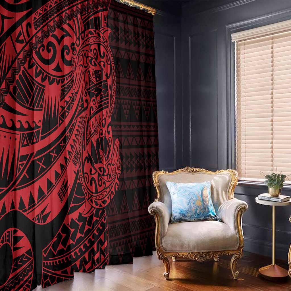 Red Couple Dolphins Maori Polynesian Style Window Curtain LT9 - Polynesian Pride