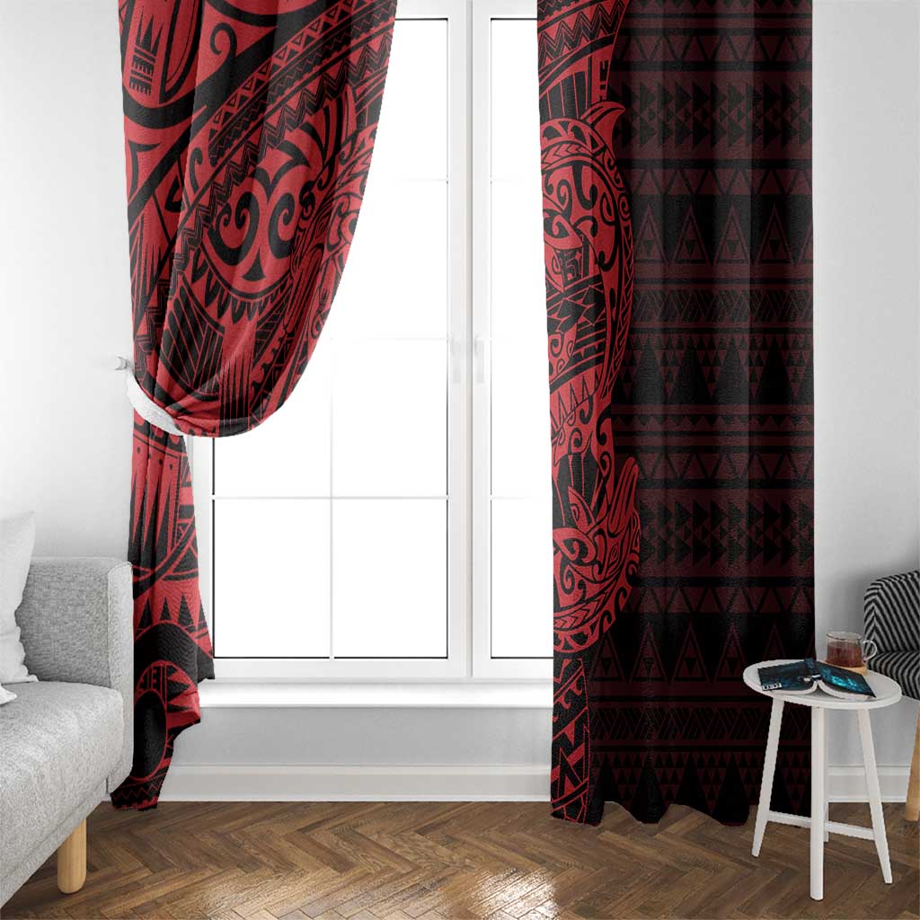 Red Couple Dolphins Maori Polynesian Style Window Curtain LT9 - Polynesian Pride