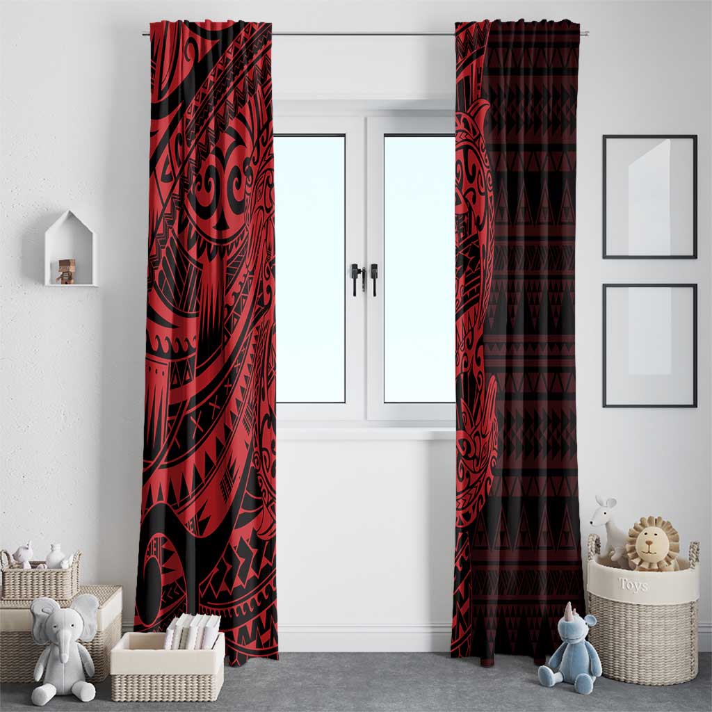 Red Couple Dolphins Maori Polynesian Style Window Curtain LT9 - Polynesian Pride