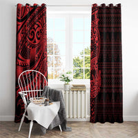Red Couple Dolphins Maori Polynesian Style Window Curtain LT9 - Polynesian Pride