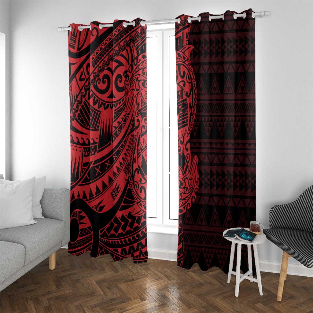 Red Couple Dolphins Maori Polynesian Style Window Curtain LT9 With Grommets Red - Polynesian Pride