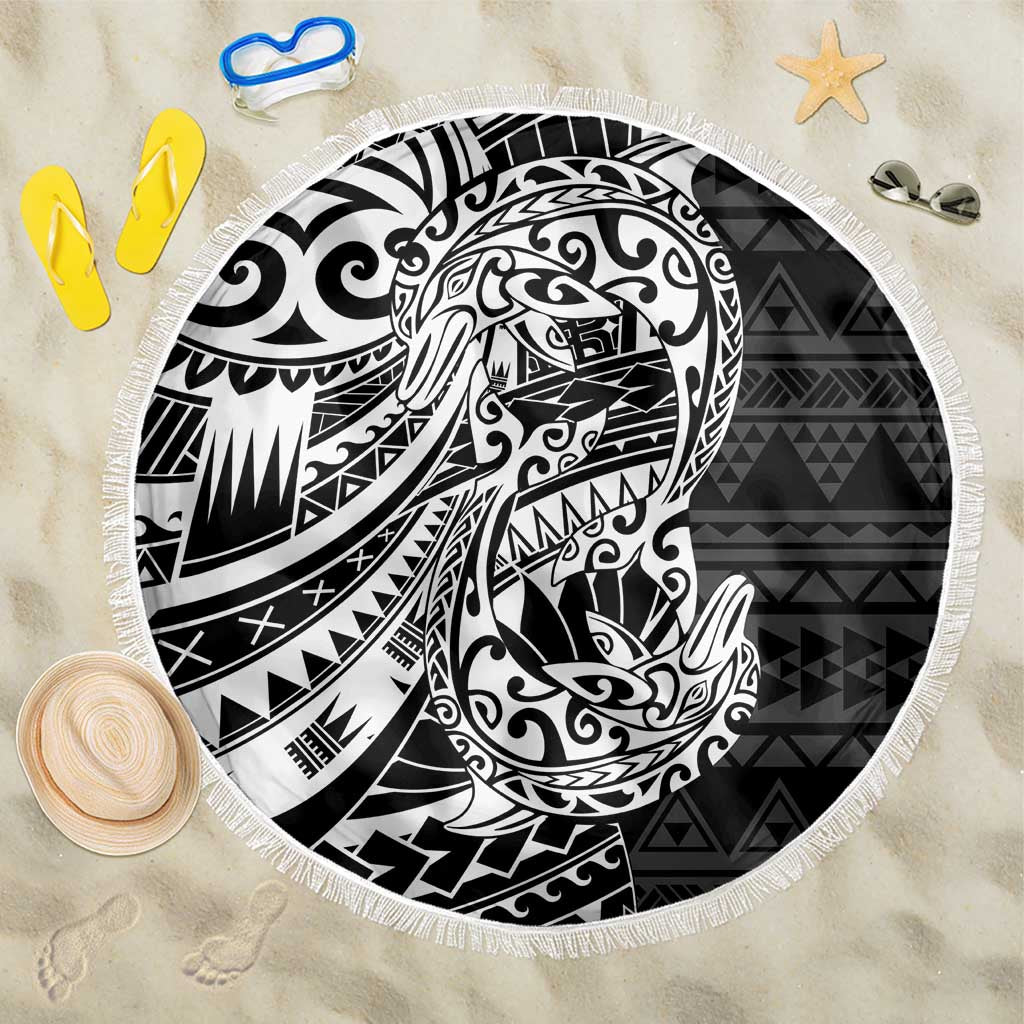 White Couple Dolphins Maori Polynesian Style Beach Blanket LT9 One Size 150cm White - Polynesian Pride