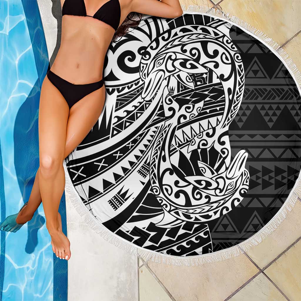 White Couple Dolphins Maori Polynesian Style Beach Blanket LT9 - Polynesian Pride